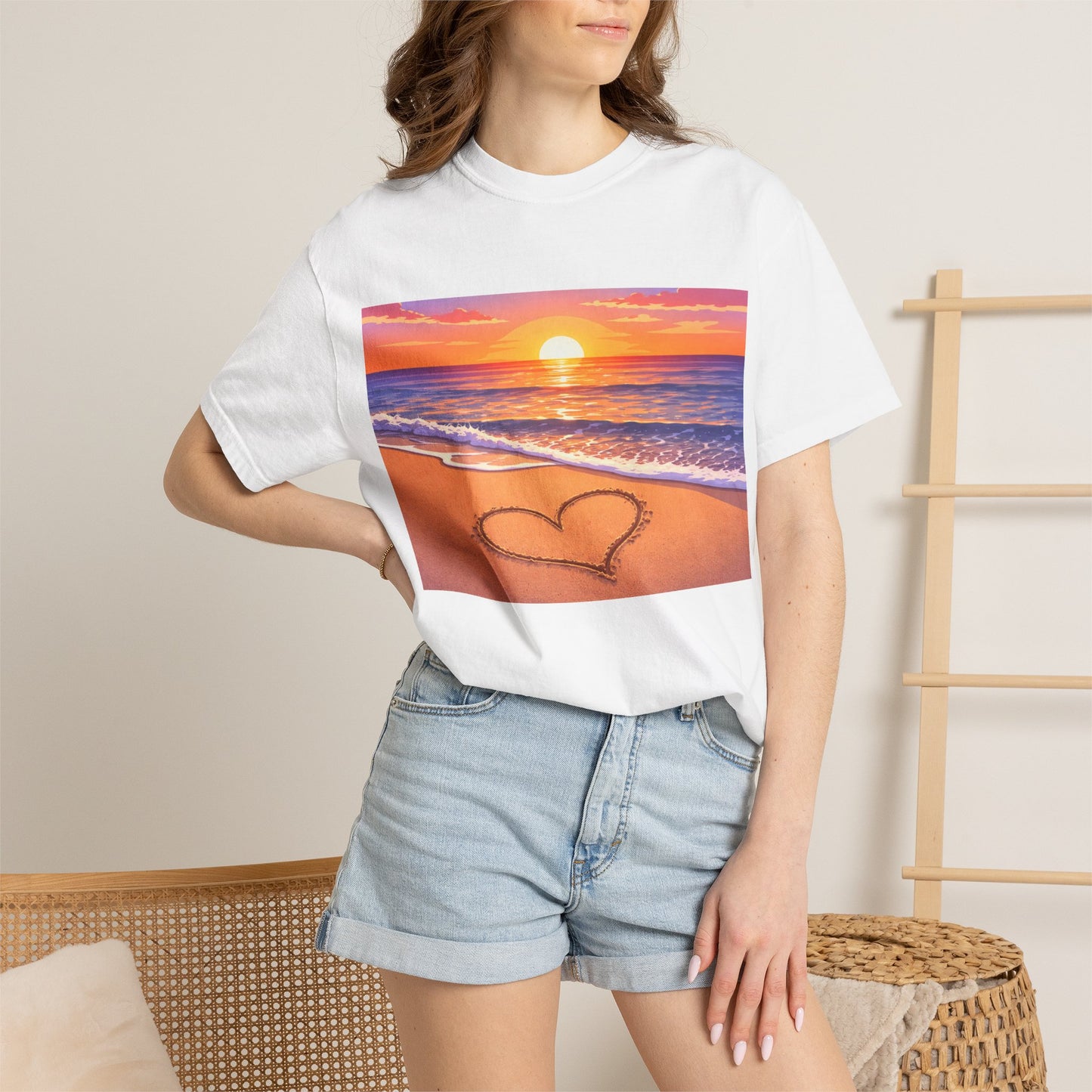 Sunset Beach Heart T-Shirt - Replace the Image with Someone You Love!