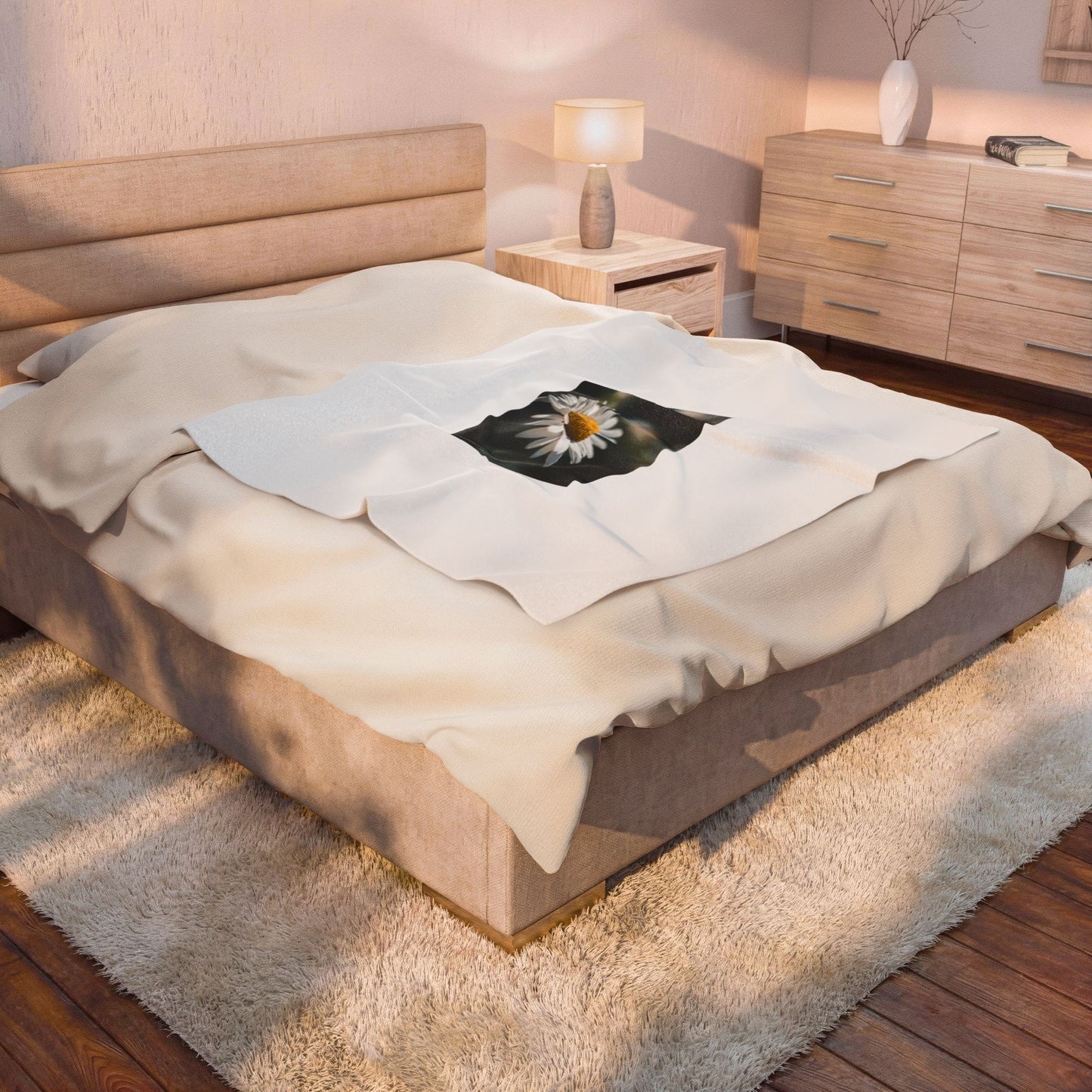 Daisy Photo Velveteen Plush Blanket — Replace the Image with Someone You Love!