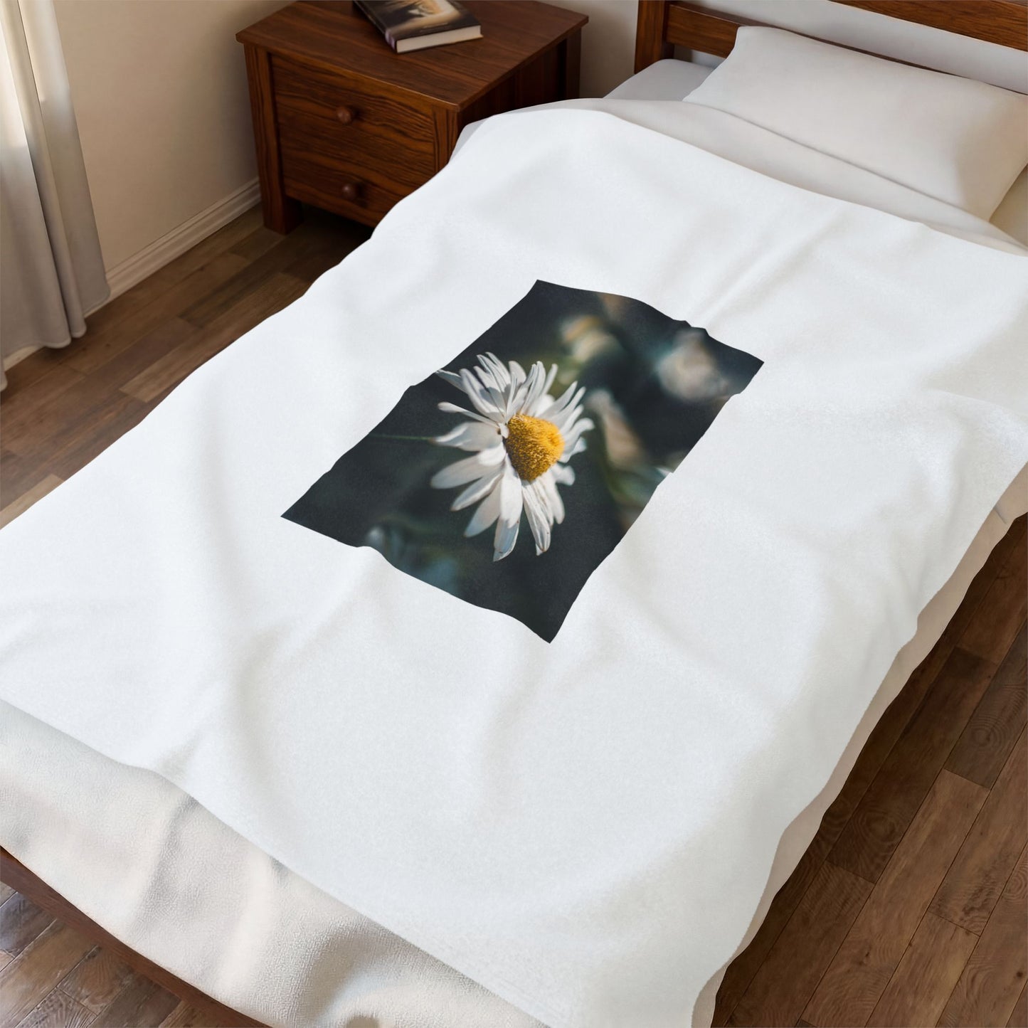 Daisy Photo Velveteen Plush Blanket — Replace the Image with Someone You Love!