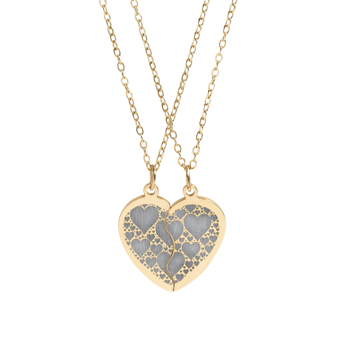 Engraved Broken Heart Necklace Set — Personalize Both Pendants for Someone Special!