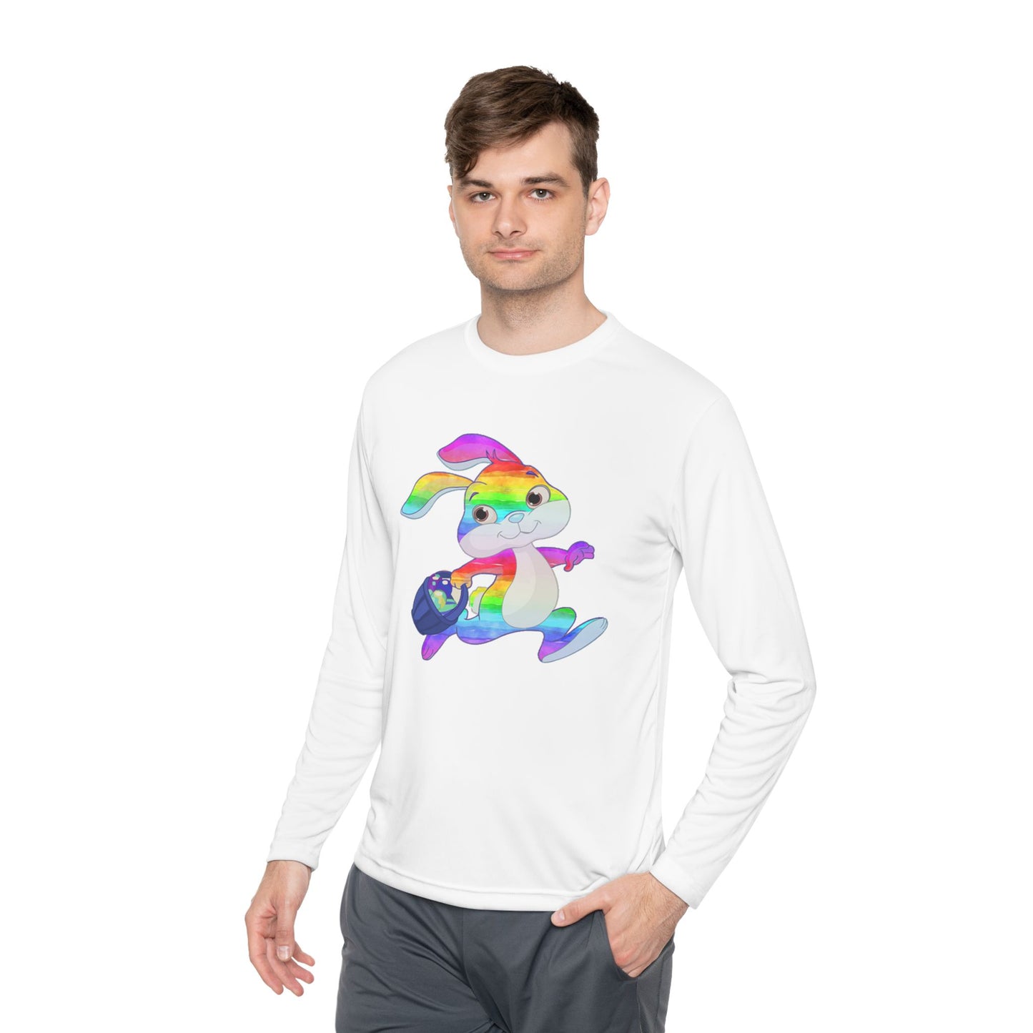 Rainbow Easter Bunny Long Sleeve Tee — Replace the Design with Your Favorite Photo!