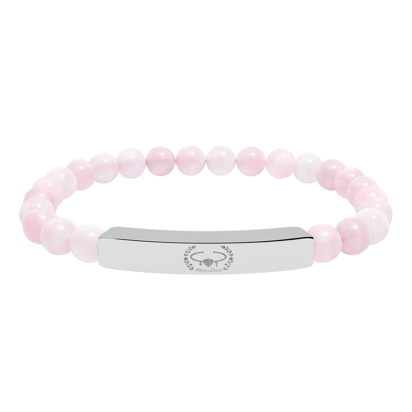 Engraved "Love" Natural Stone Stretch Bar Bracelet —Customize the Engraving with an Image !