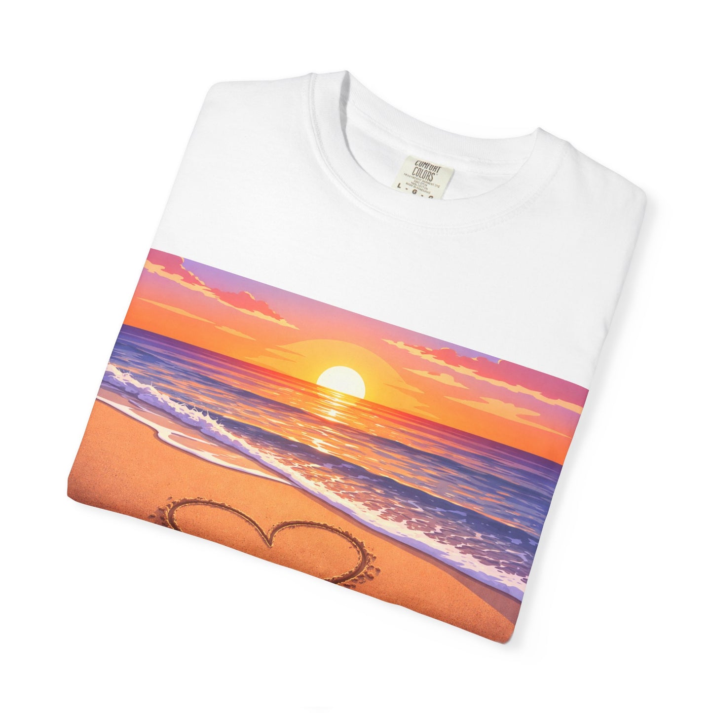 Sunset Beach Heart T-Shirt - Replace the Image with Someone You Love!