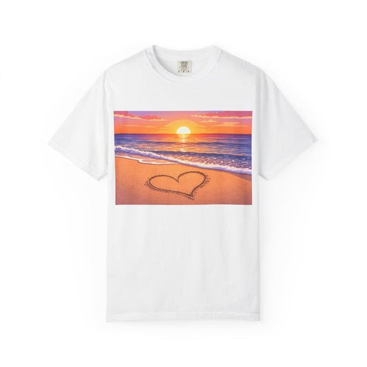 Sunset Beach Heart T-Shirt - Replace the Image with Someone You Love!