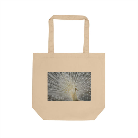 White Peacock Photo Eco Tote Bag — Replace the image with Someone You Love!